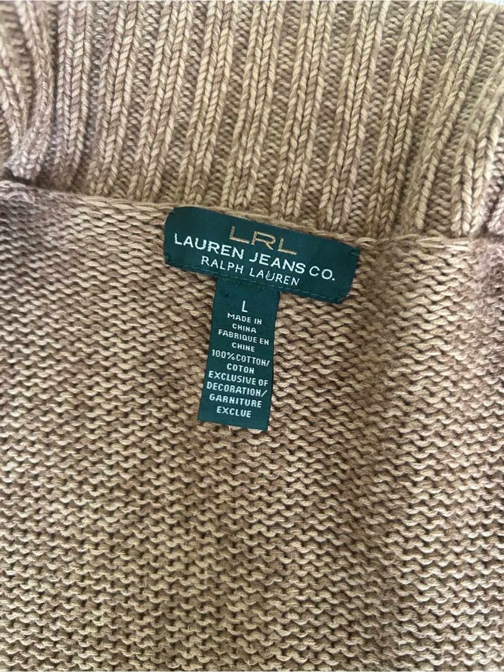 Ralph Lauren Vintage knit Cardigan Sweater – Camel with Suede Pockets - L - Picture 8 of 12